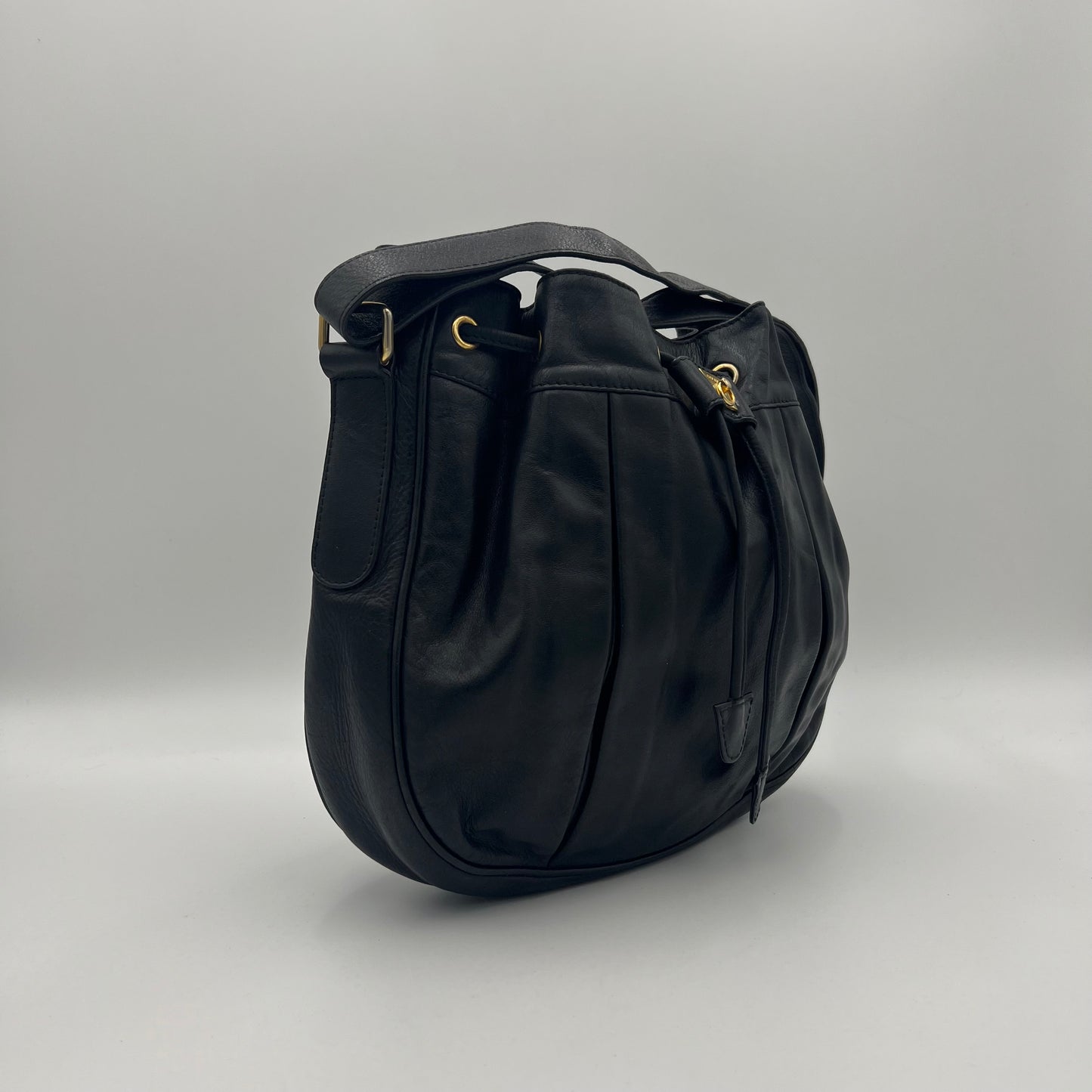 Celine Paris Black Leather Bucket Sling Bag