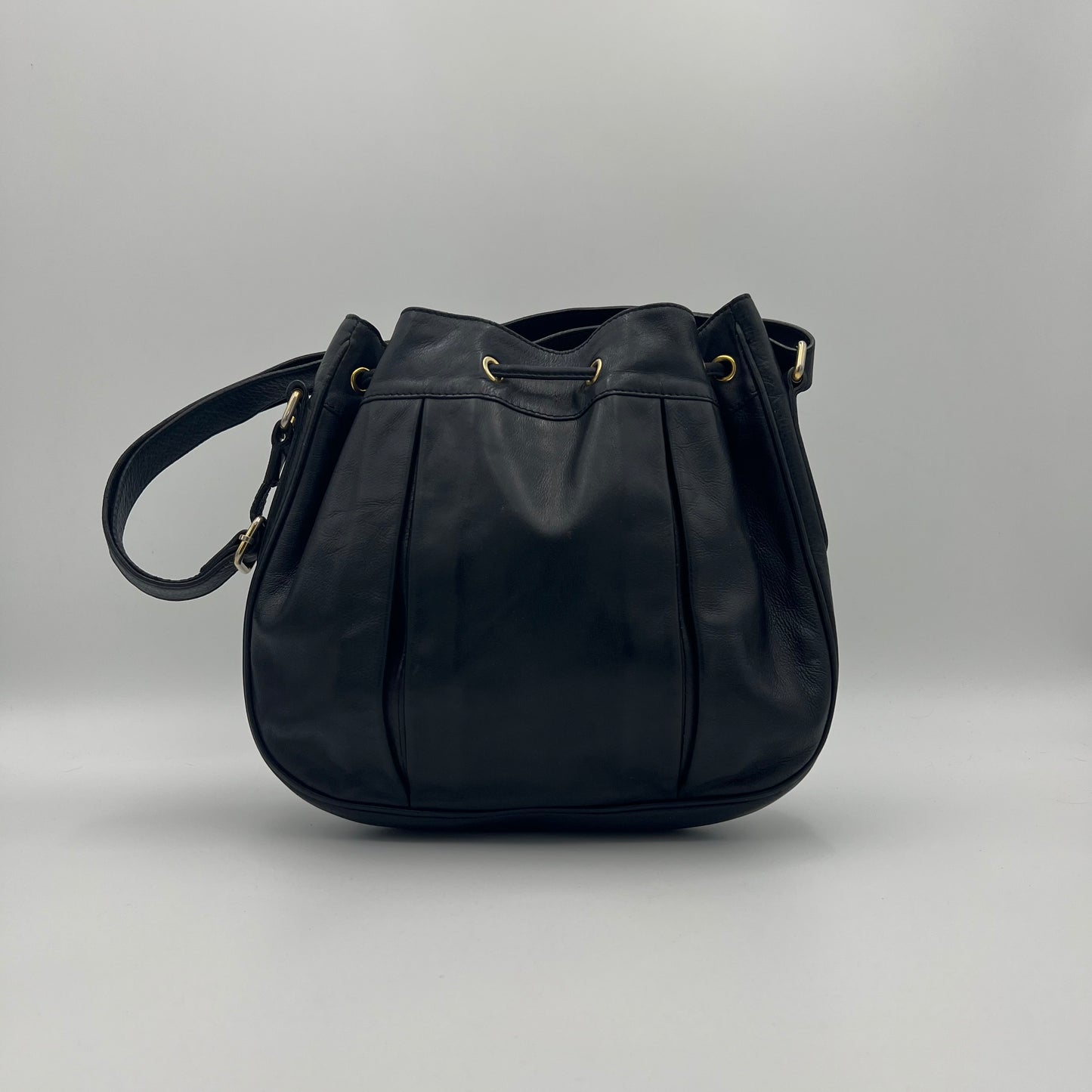 Celine Paris Black Leather Bucket Sling Bag