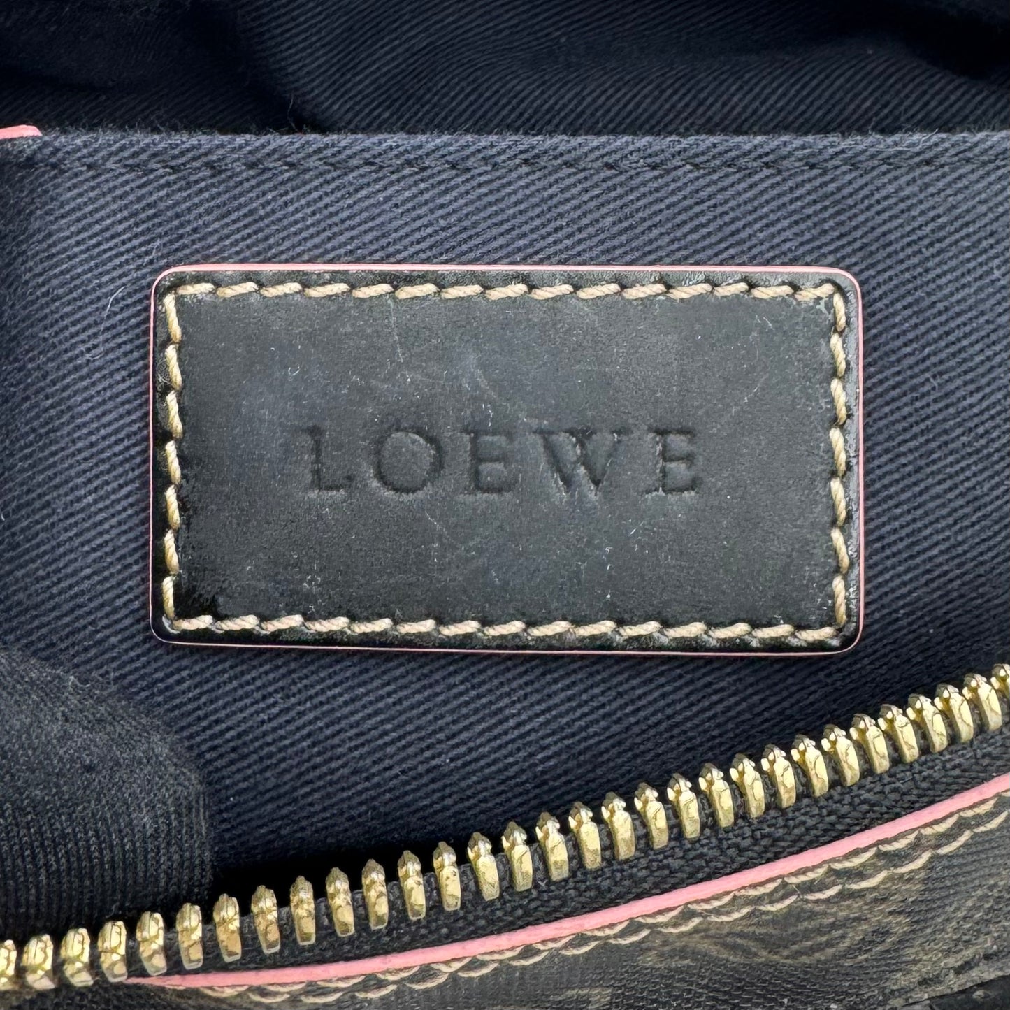 Loewe Black and Pink Anagram Bow Charm Boston Bag