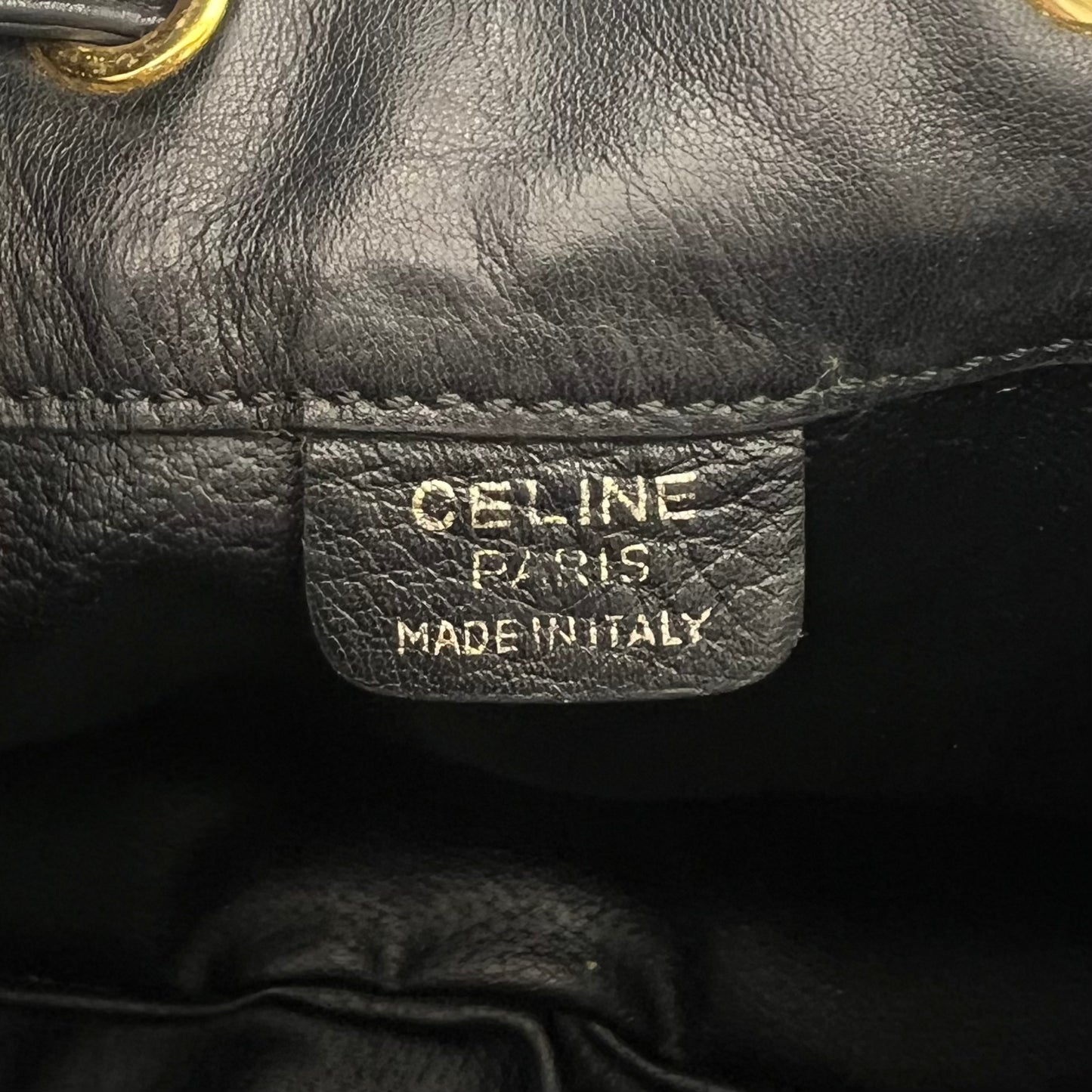 Celine Paris Black Leather Bucket Sling Bag