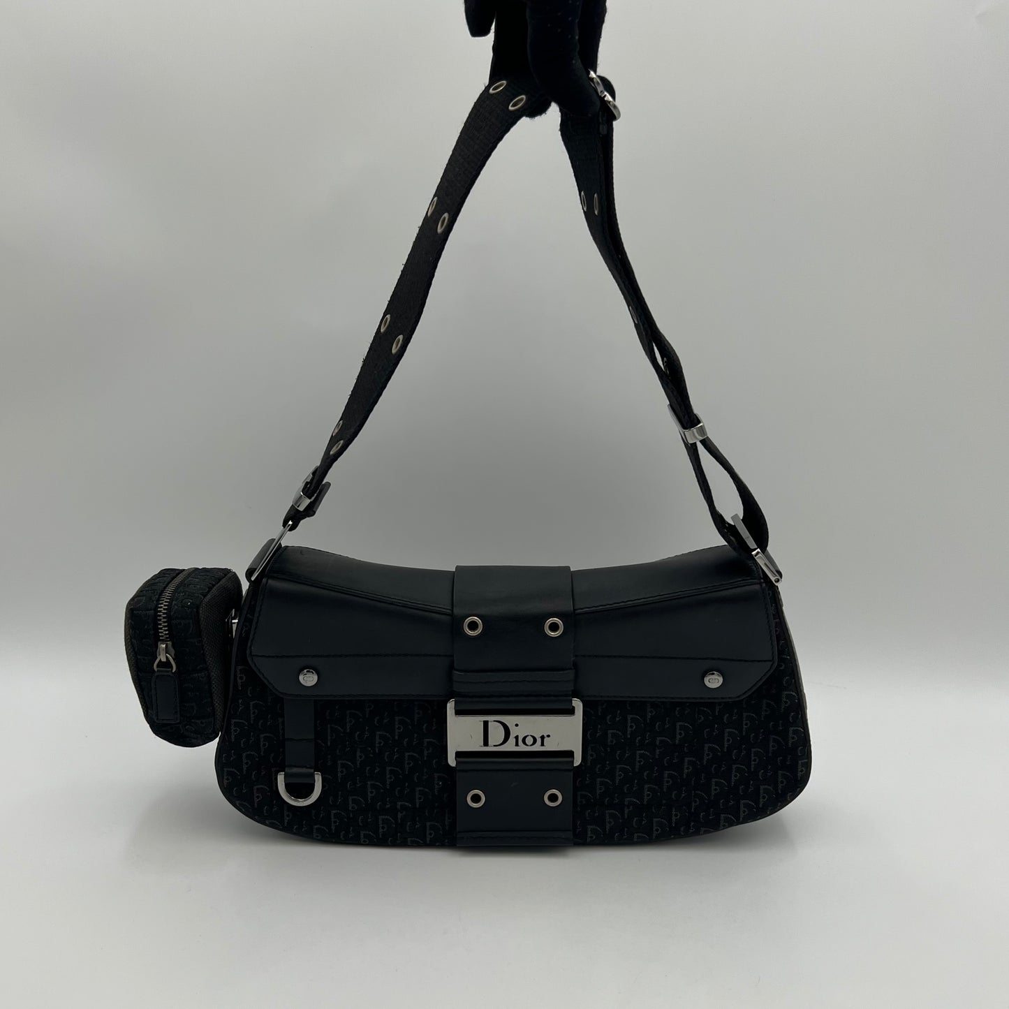 Christian Dior Black Trotter Canvas and Leather Street Chic Columbus with Side Purse