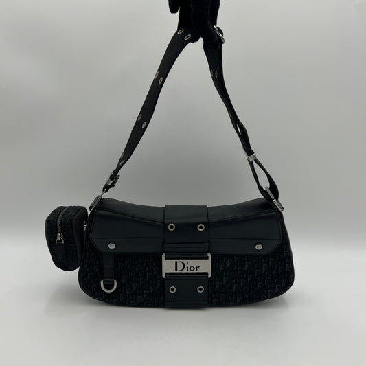 Christian Dior Black Trotter Canvas and Leather Street Chic Columbus with Side Purse