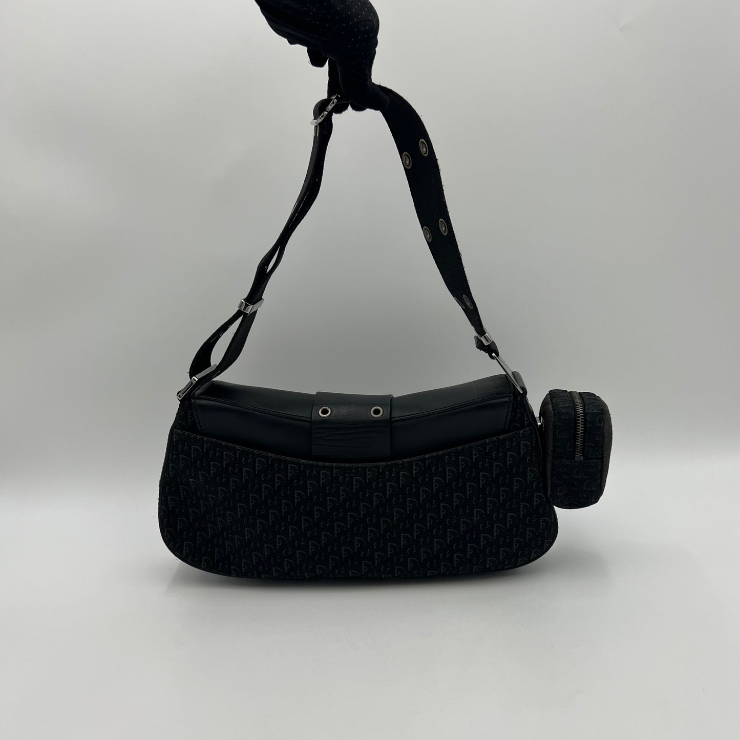 Christian Dior Black Trotter Canvas and Leather Street Chic Columbus with Side Purse