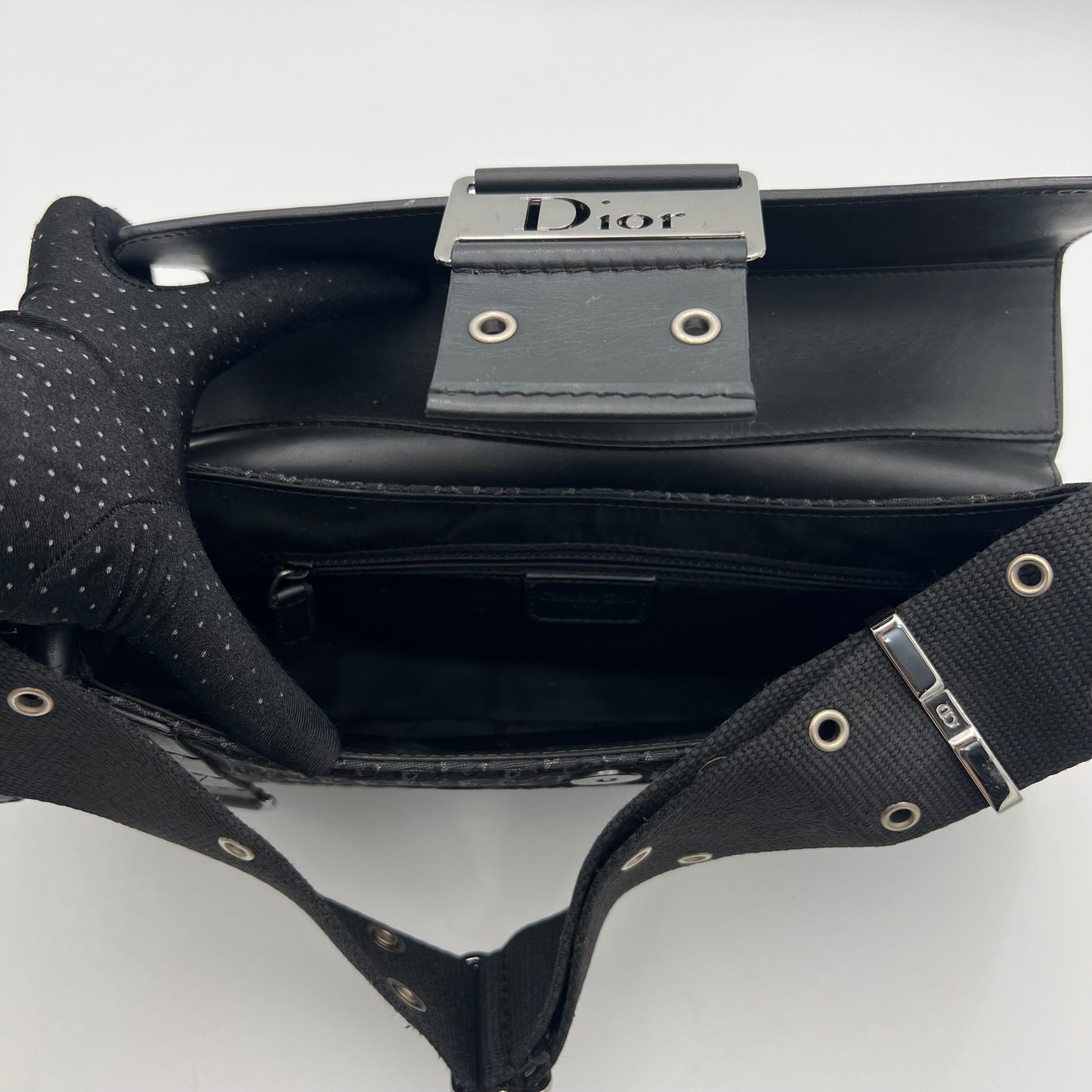 Christian Dior Black Trotter Canvas and Leather Street Chic Columbus with Side Purse