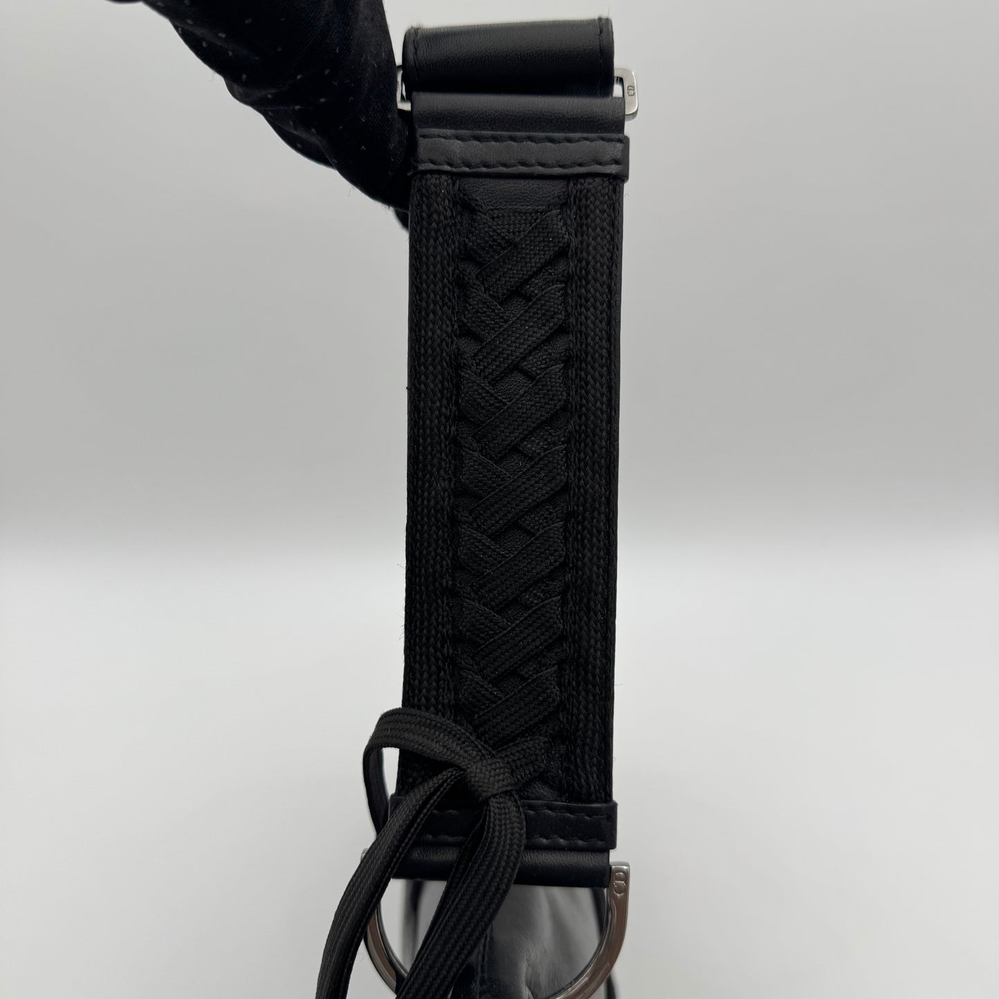 Christian Dior Black Leather Admit It Lune Corset Lace-Up Shoulder Bag