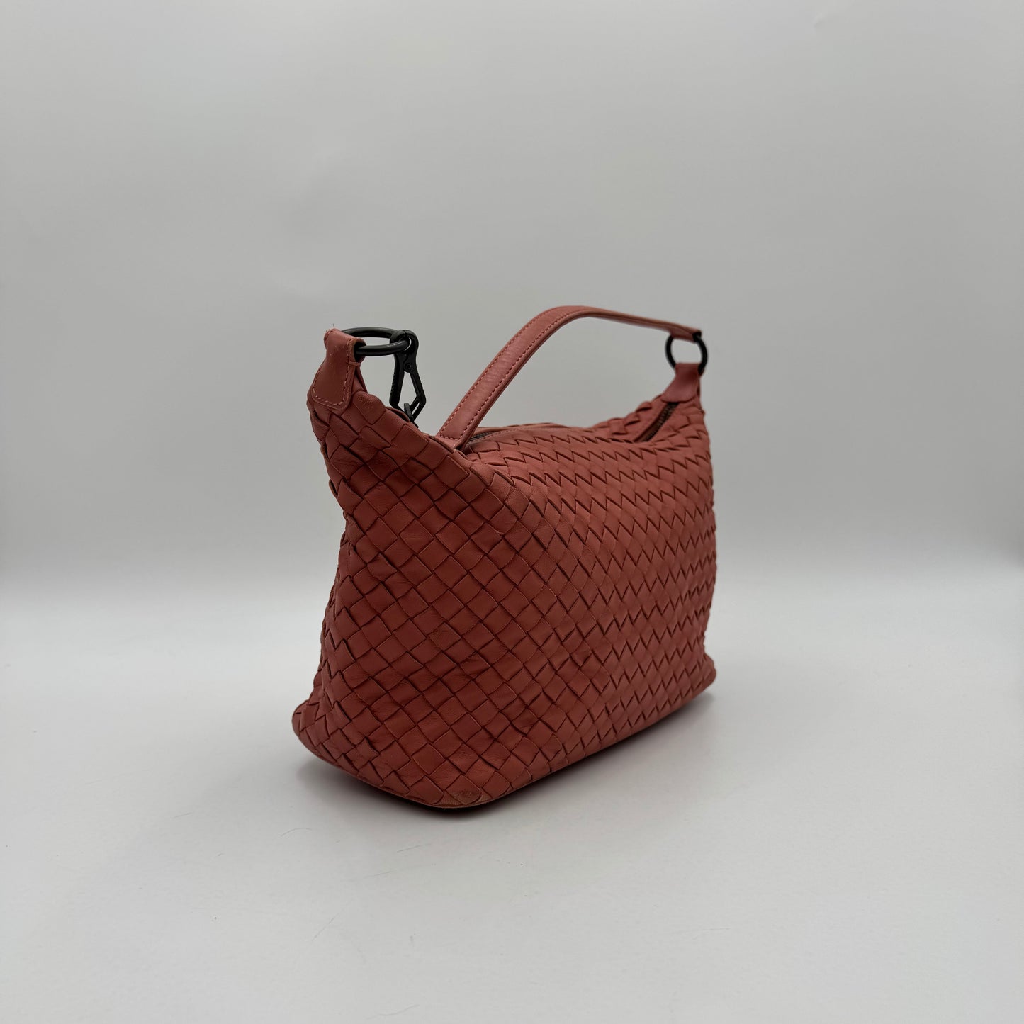 Bottega Veneta Coral Pink Intrecciato Hobo Shoulder Bag