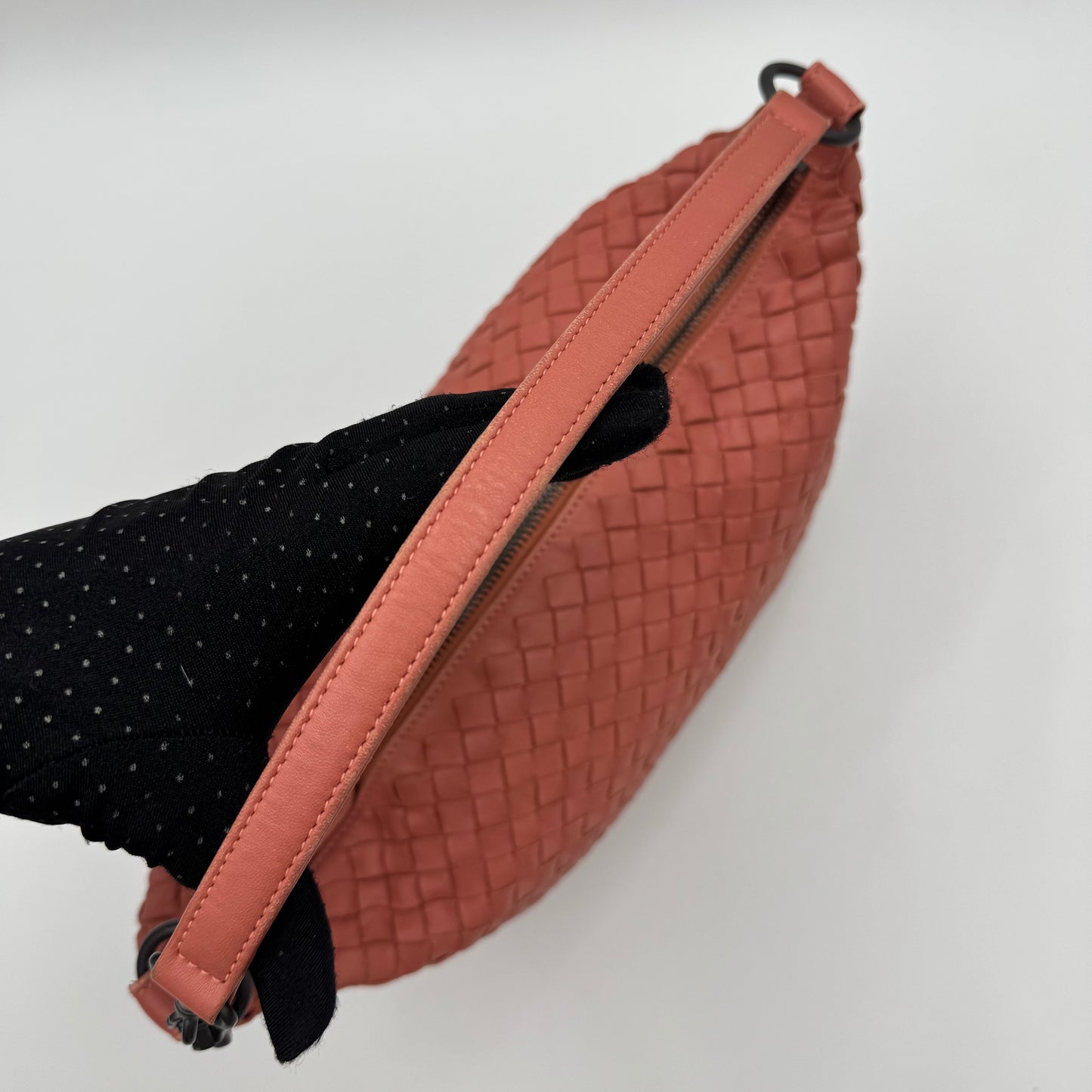 Bottega Veneta Coral Pink Intrecciato Hobo Shoulder Bag