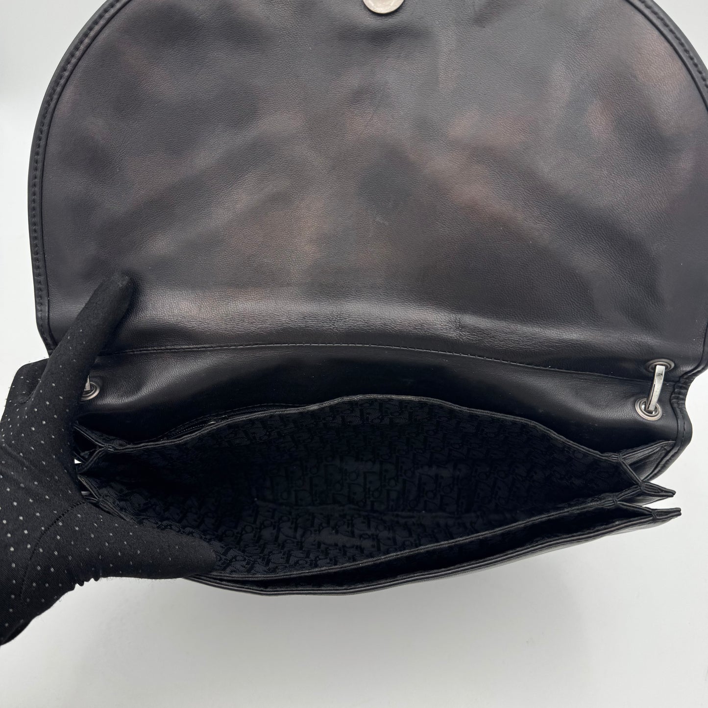 Christian Dior Black Leather Admit It Lune Corset Lace-Up Shoulder Bag