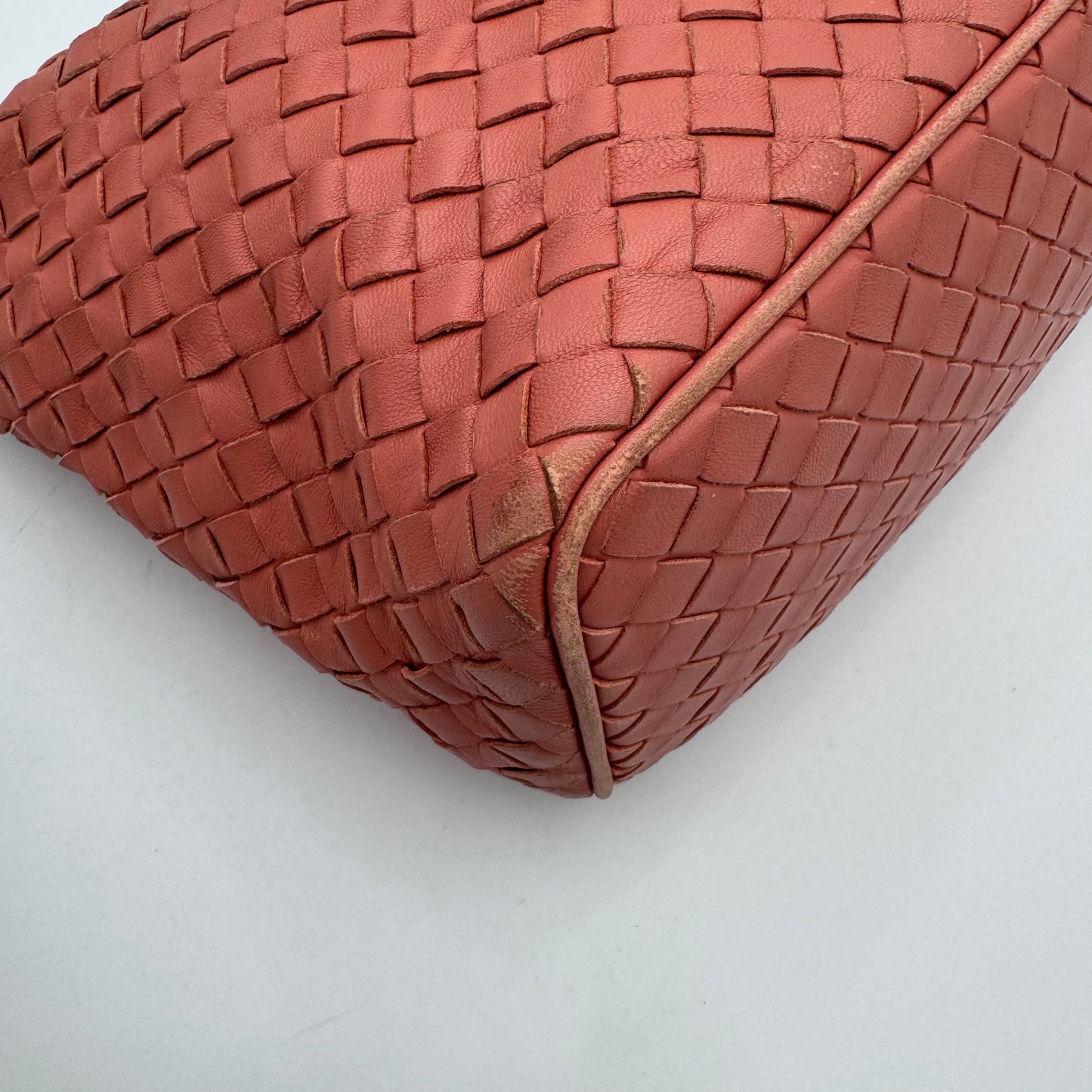 Bottega Veneta Coral Pink Intrecciato Hobo Shoulder Bag