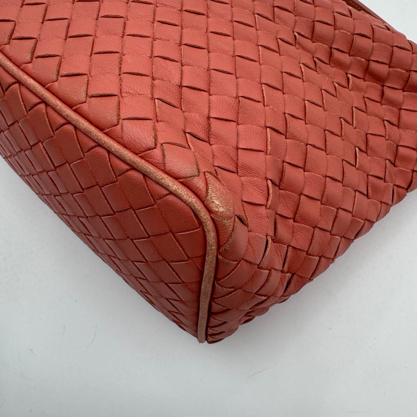 Bottega Veneta Coral Pink Intrecciato Hobo Shoulder Bag
