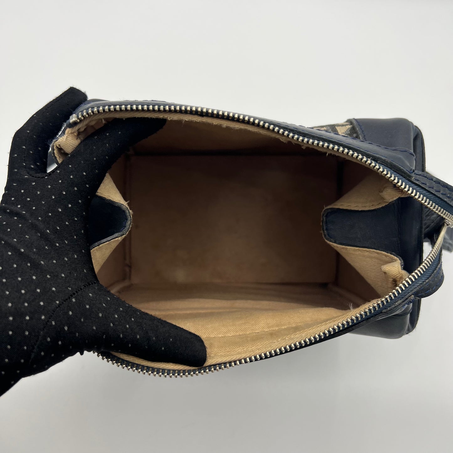 Christian Dior 1970s/1980s Blue Trotter Canvas and Leather Box Shoulder Satchel