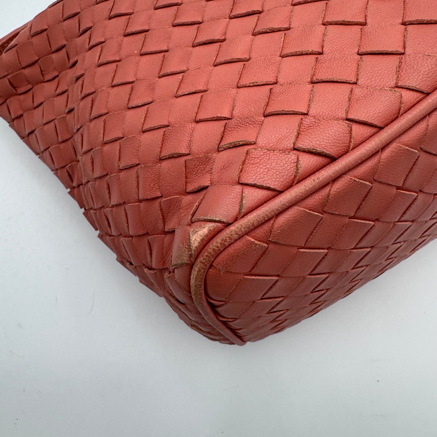 Bottega Veneta Coral Pink Intrecciato Hobo Shoulder Bag