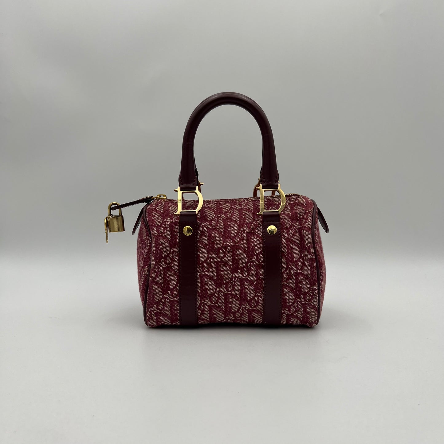 Christian Dior Burgundy Oblique Canvas Mini Boston GHW