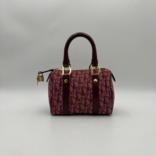 Christian Dior Burgundy Oblique Canvas Mini Boston GHW