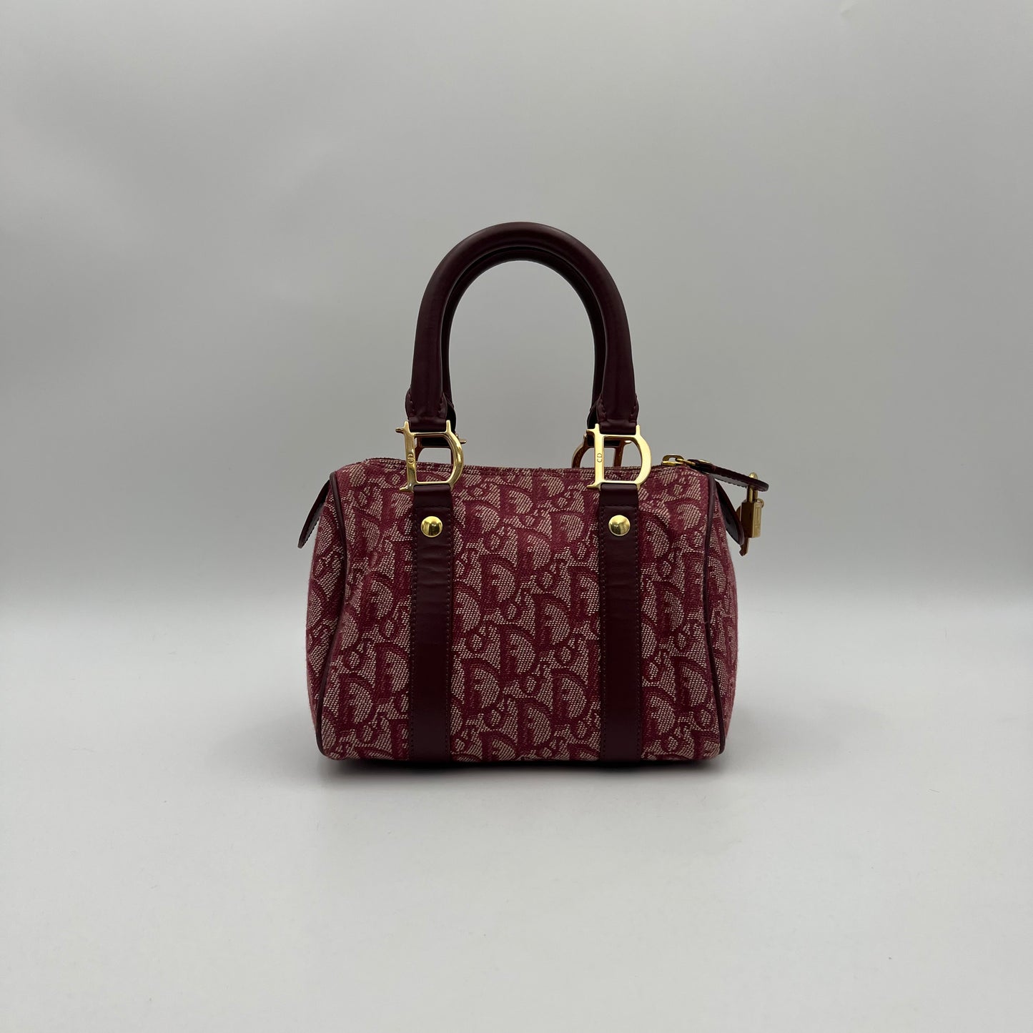 Christian Dior Burgundy Oblique Canvas Mini Boston GHW