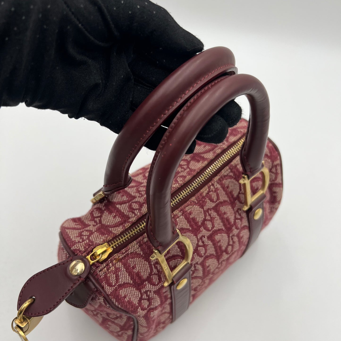 Christian Dior Burgundy Oblique Canvas Mini Boston GHW