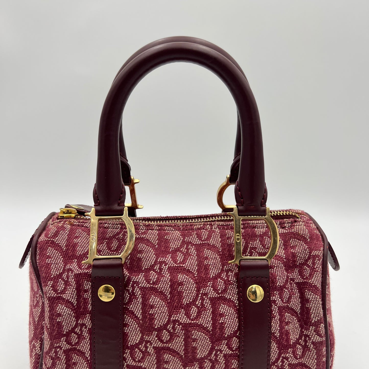 Christian Dior Burgundy Oblique Canvas Mini Boston GHW