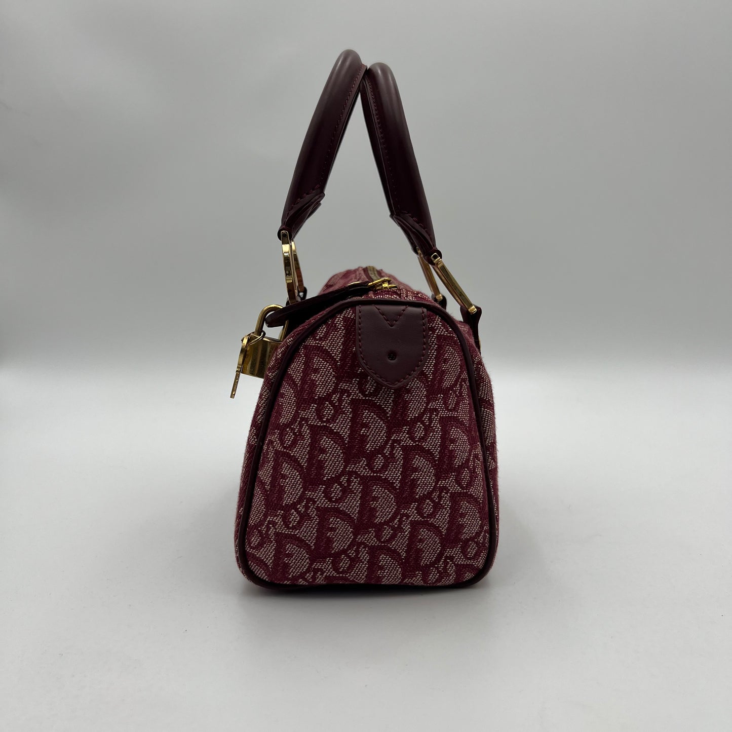 Christian Dior Burgundy Oblique Canvas Mini Boston GHW