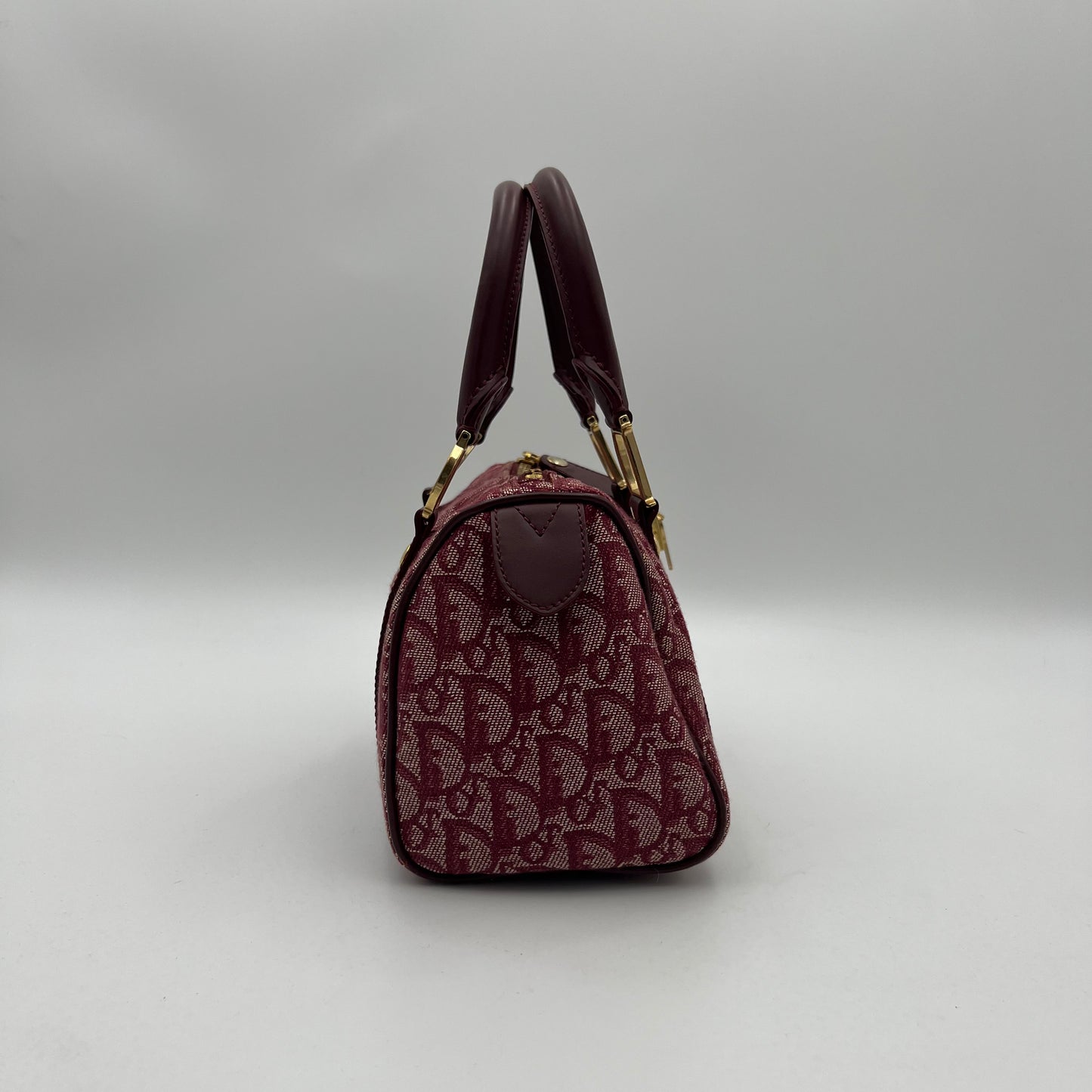 Christian Dior Burgundy Oblique Canvas Mini Boston GHW