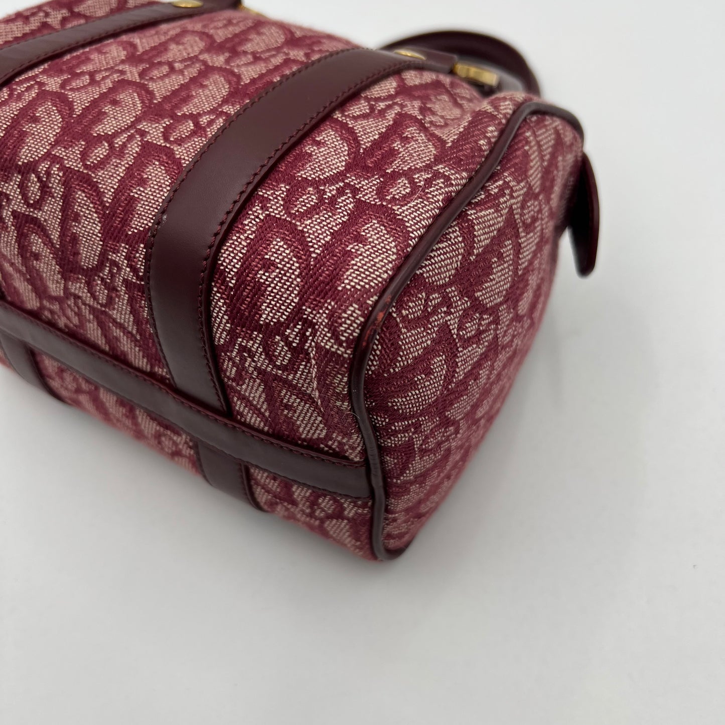 Christian Dior Burgundy Oblique Canvas Mini Boston GHW