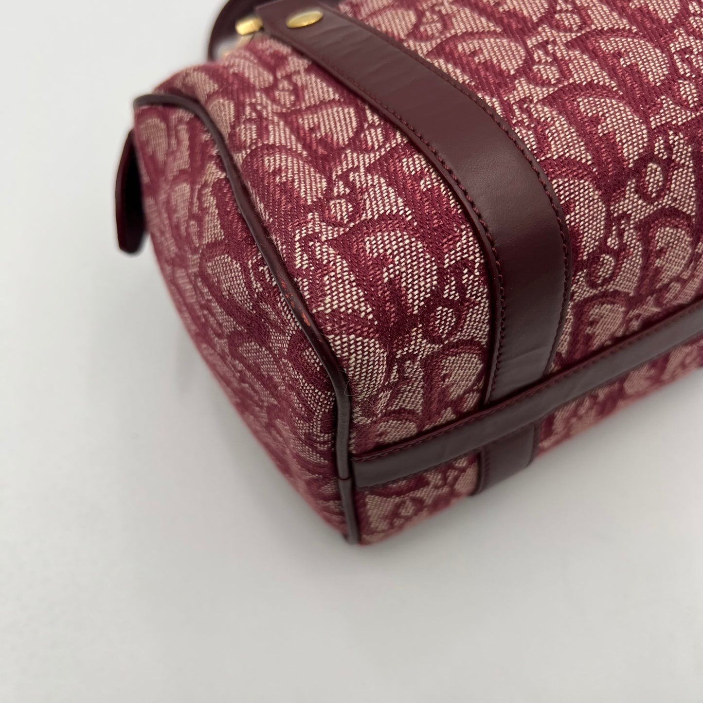 Christian Dior Burgundy Oblique Canvas Mini Boston GHW