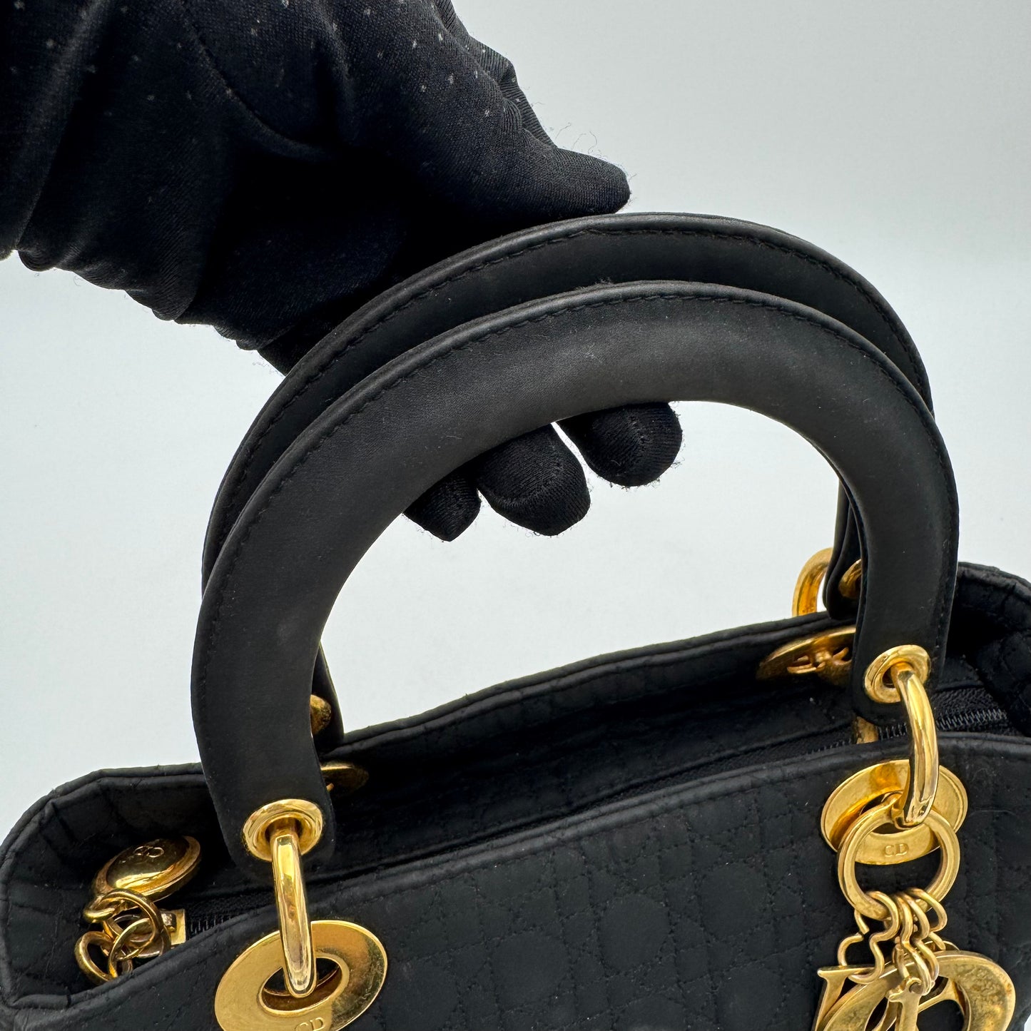 Christian Dior Black Nylon Cannage Lady Dior GHW