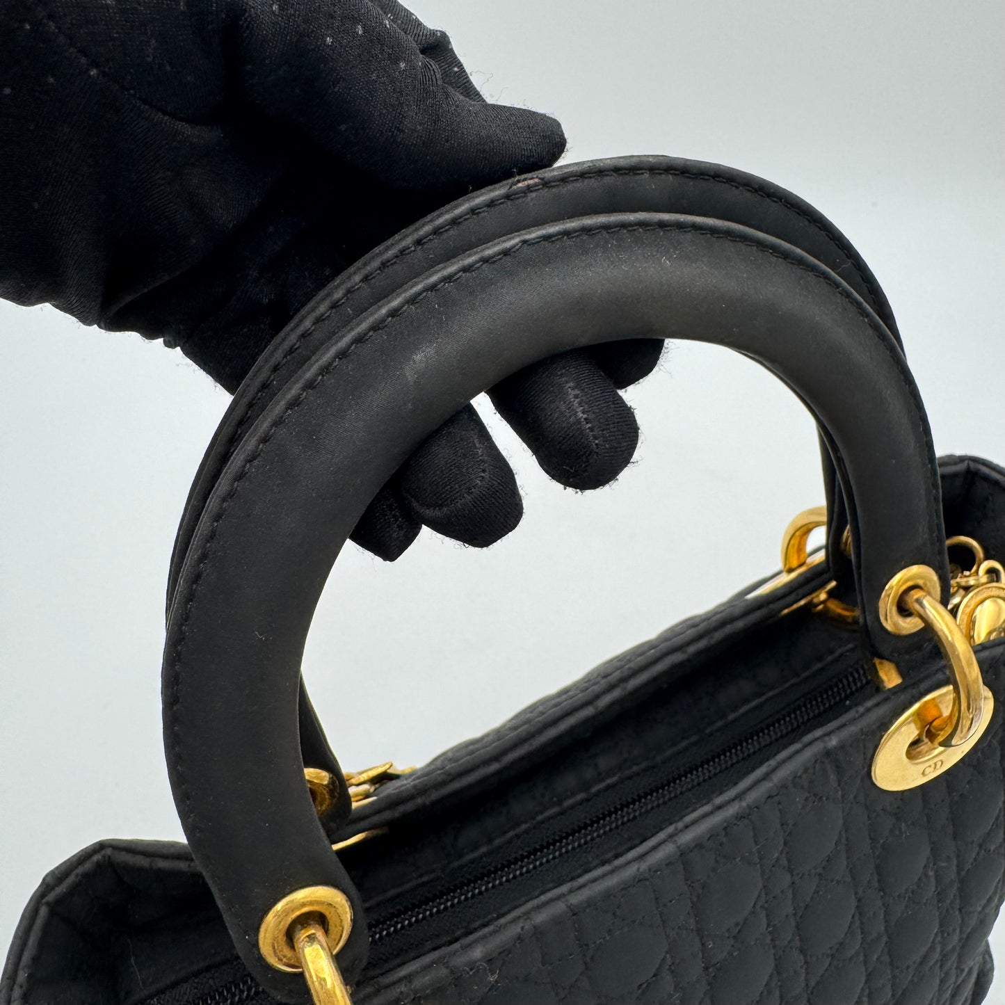 Christian Dior Black Nylon Cannage Lady Dior GHW
