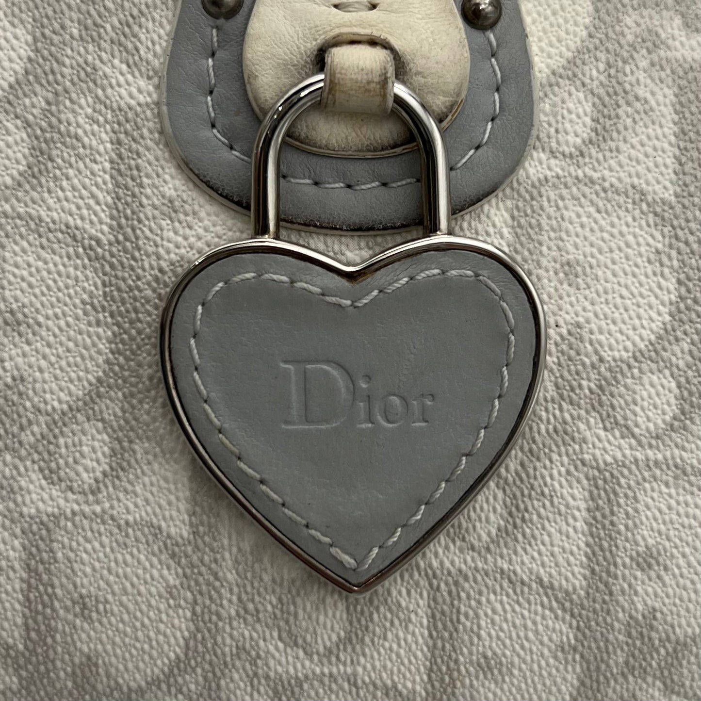 Christian Dior Gray White Romantique Trotter Heart Lock Shoulder Sling Bag