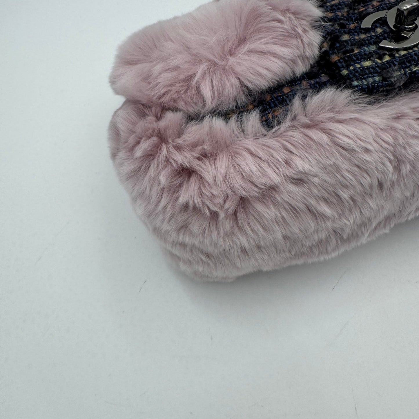 Chanel Purple Fur Tweed Single Flap