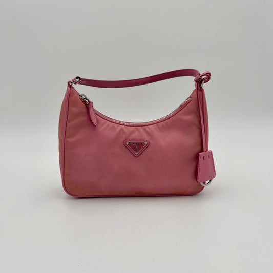 Prada Pink Nylon Re-Edition 2005 Mini Hobo Bag
