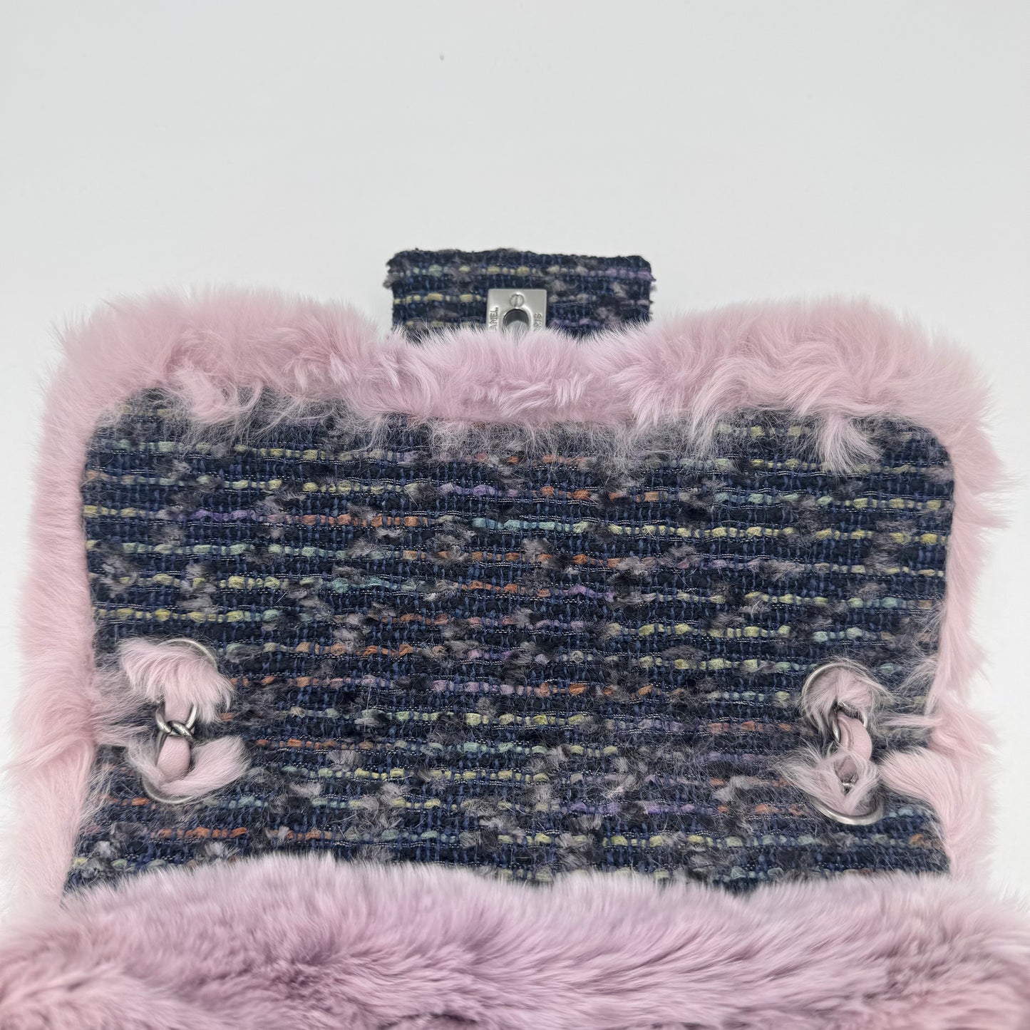 Chanel Purple Fur Tweed Single Flap