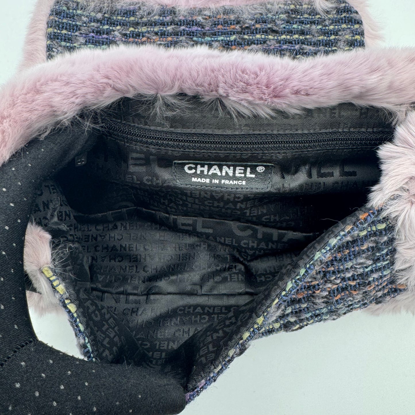 Chanel Purple Fur Tweed Single Flap