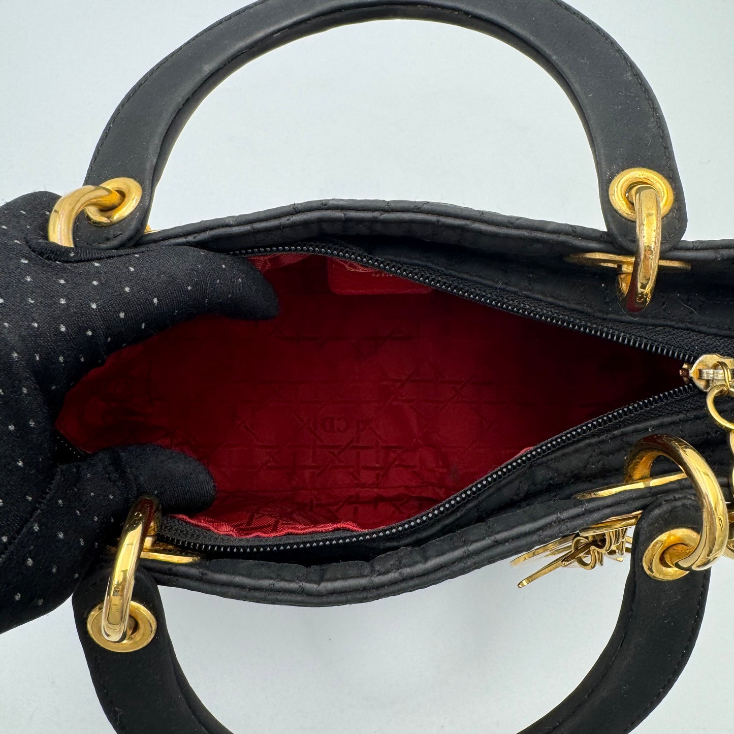 Christian Dior Black Nylon Cannage Lady Dior GHW