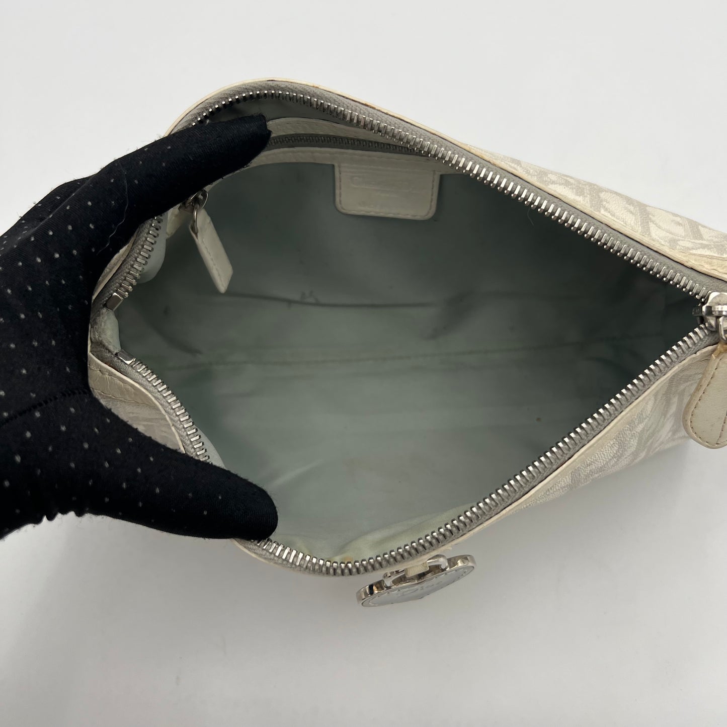 Christian Dior Gray White Romantique Trotter Heart Lock Shoulder Sling Bag