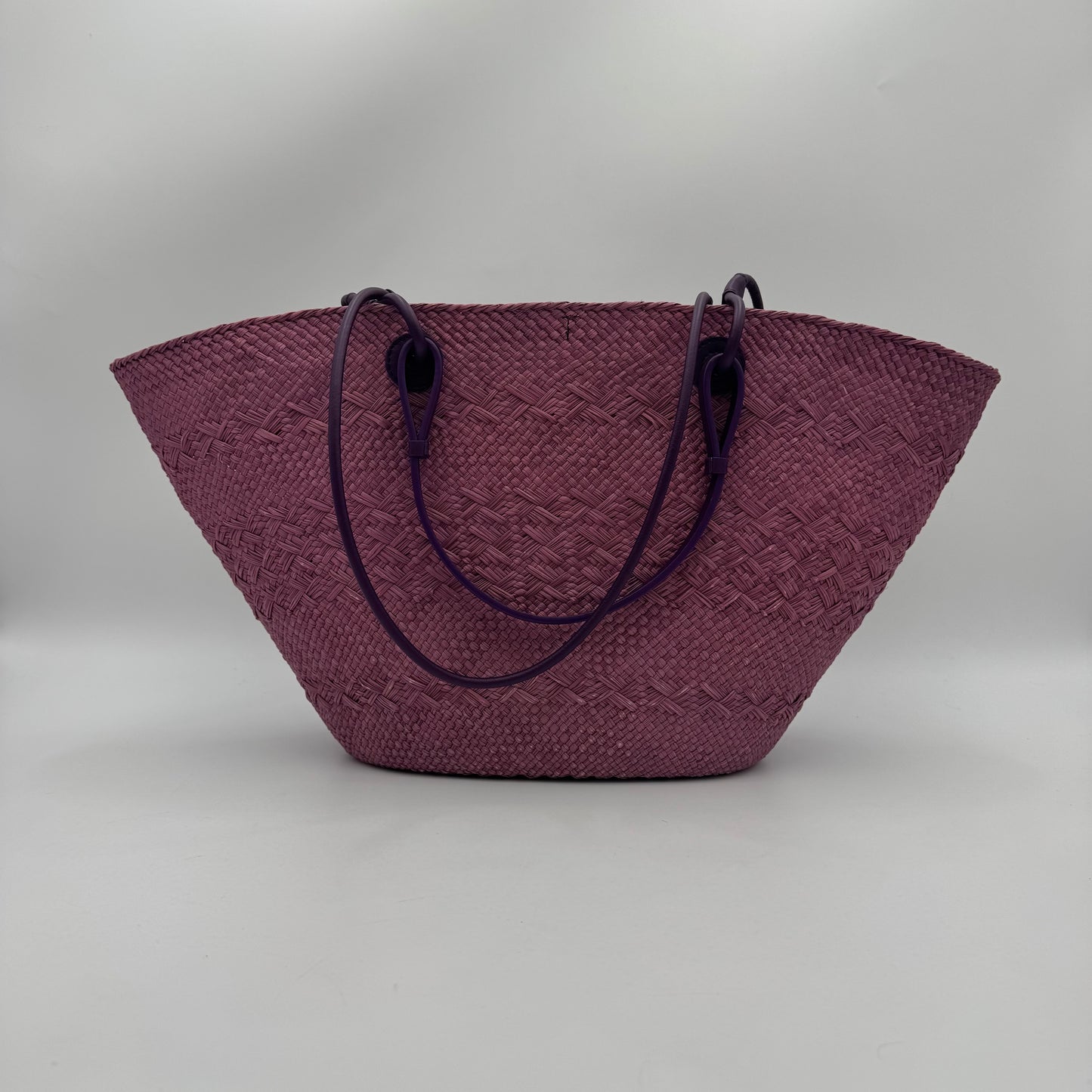 Loewe Purple Anagram Raffia Basket Tote Bag