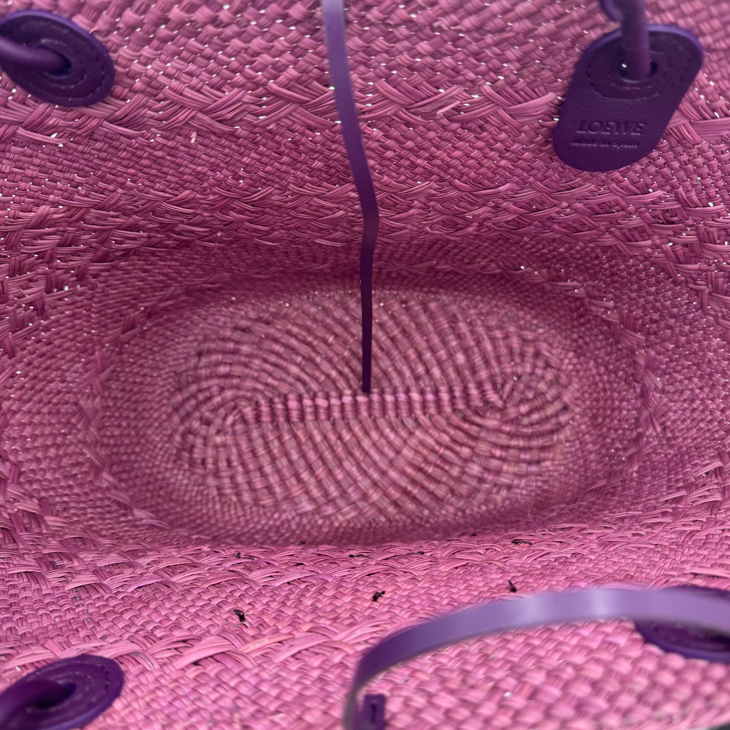 Loewe Purple Anagram Raffia Basket Tote Bag