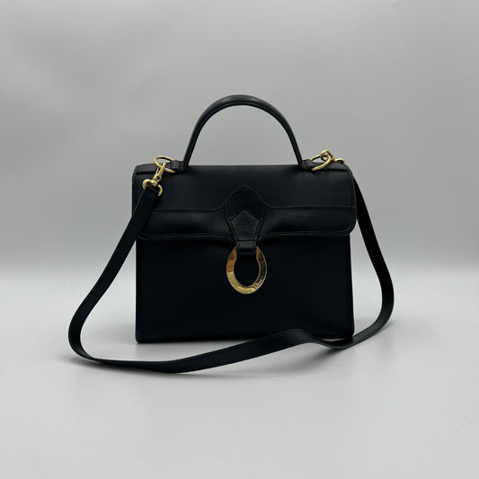 Christian Dior Black Trotter Top Handle Two-Way Bag GHW