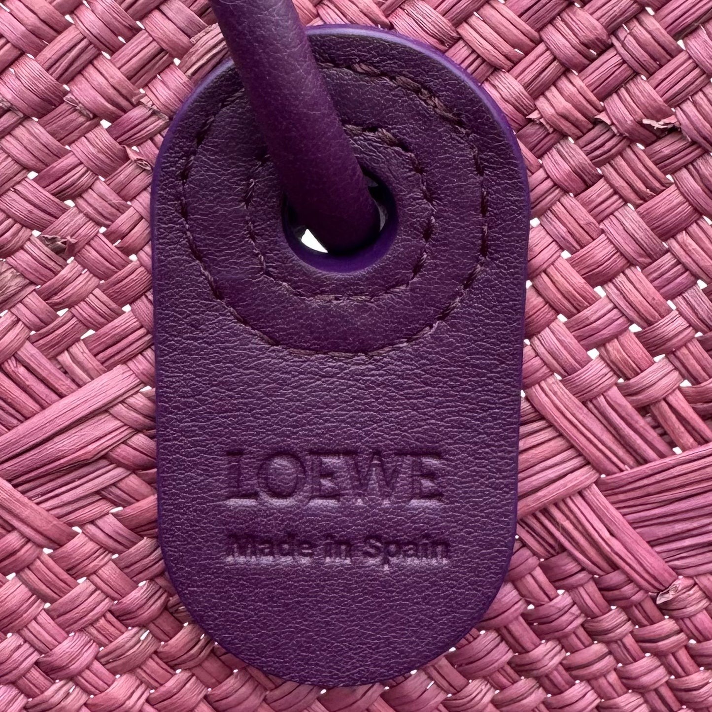 Loewe Purple Anagram Raffia Basket Tote Bag