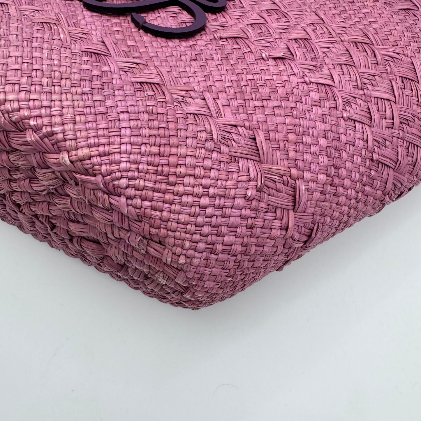 Loewe Purple Anagram Raffia Basket Tote Bag