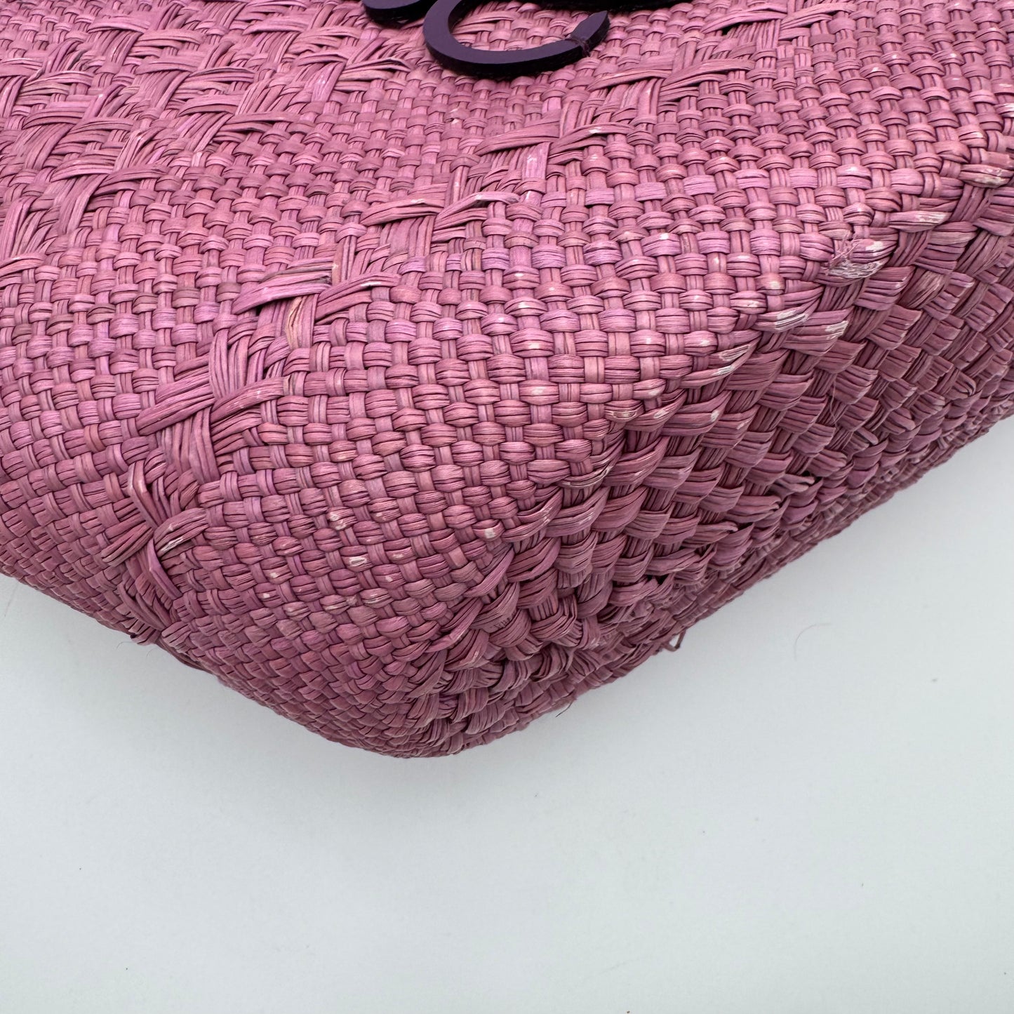Loewe Purple Anagram Raffia Basket Tote Bag