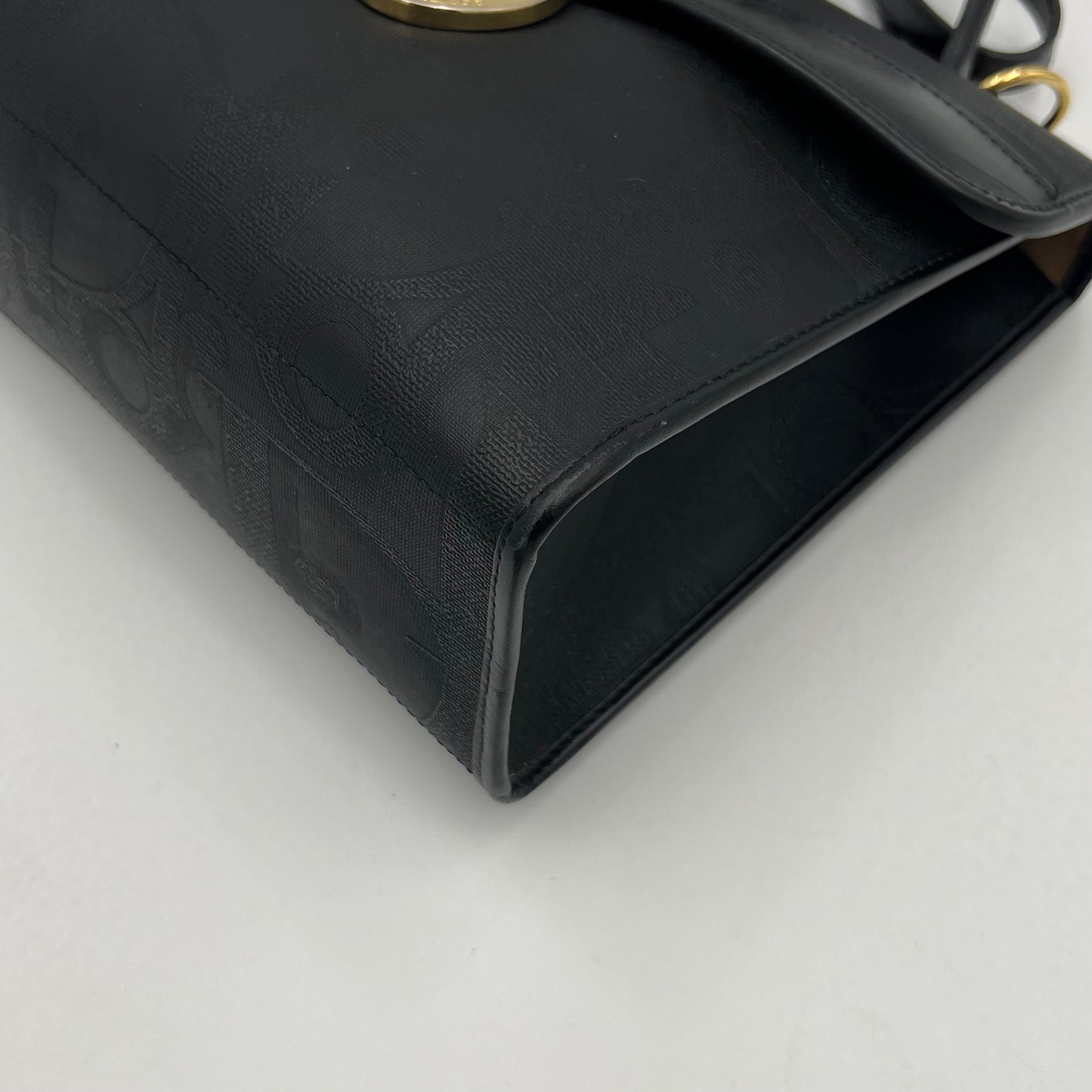 Christian Dior Black Trotter Top Handle Two-Way Bag GHW