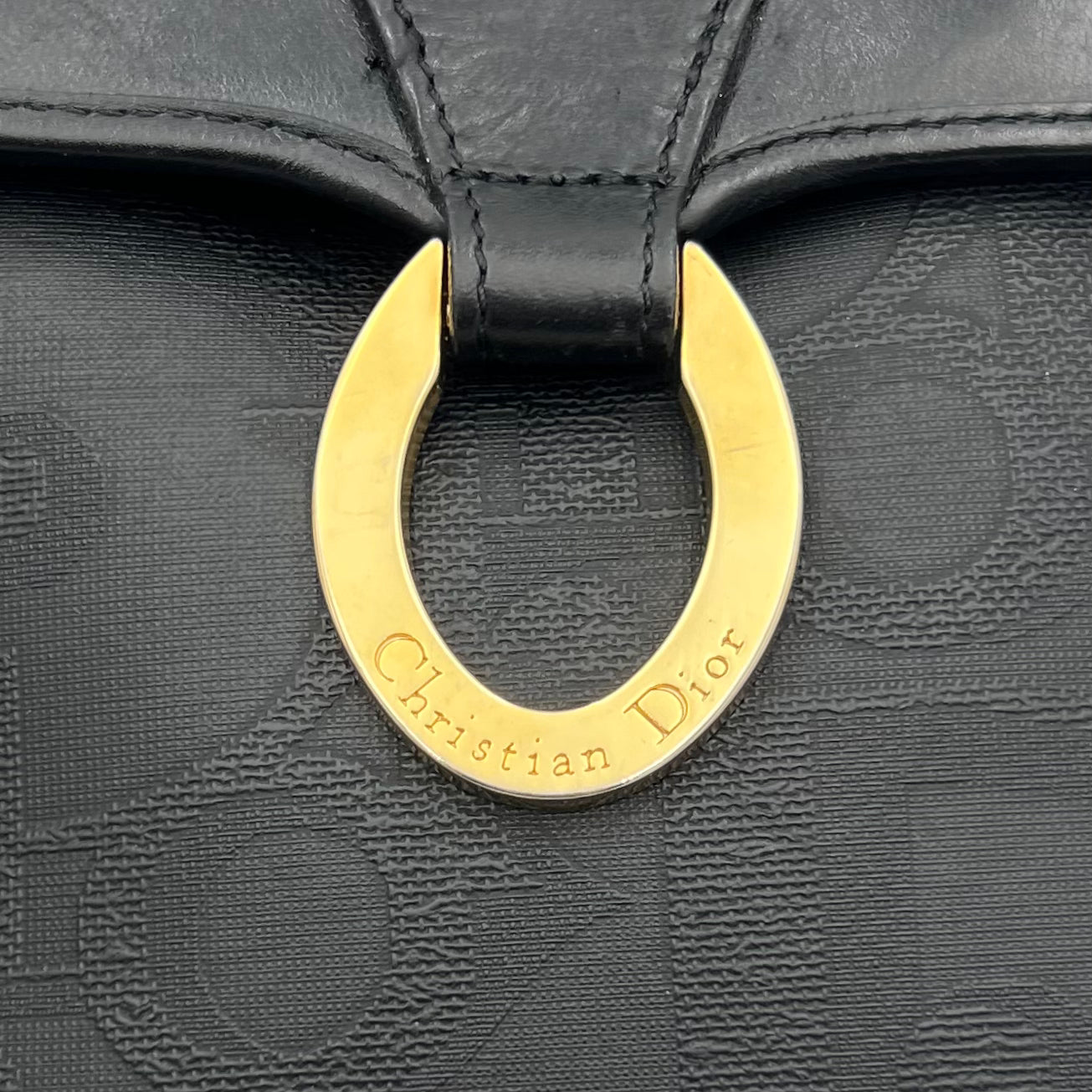 Christian Dior Black Trotter Top Handle Two-Way Bag GHW