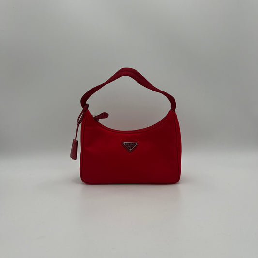 Prada Red Nylon Re-Edition 2000 Mini Hobo Bag