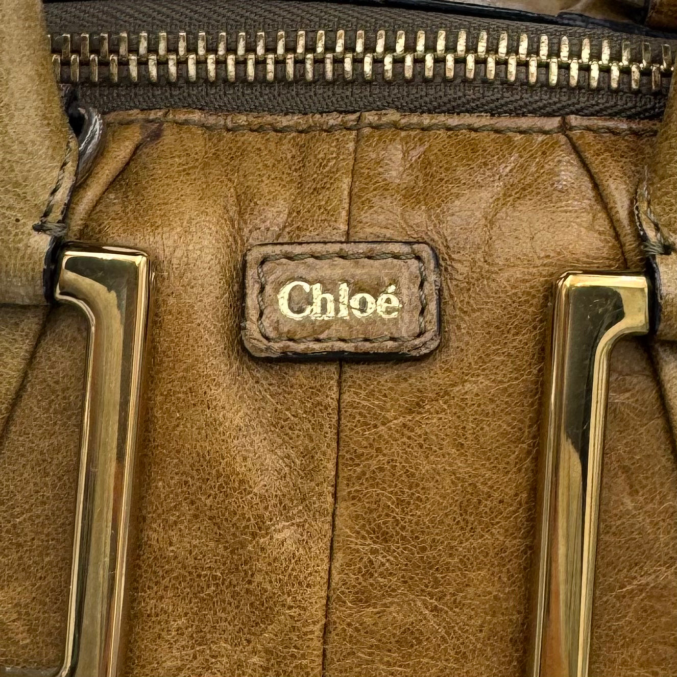 Chloe Beige Leather Ethel Satchel