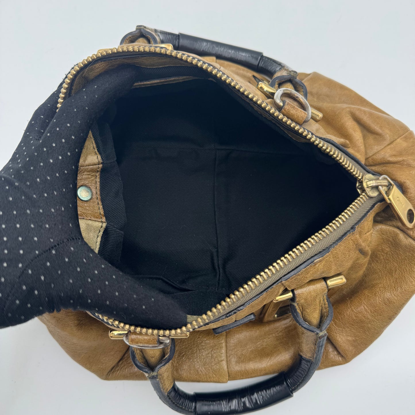 Chloe Beige Leather Ethel Satchel