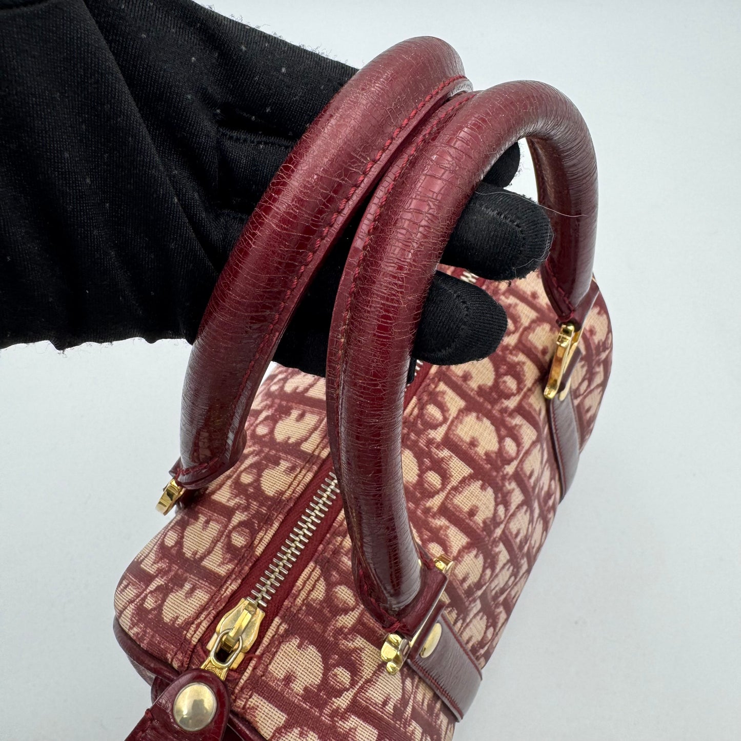 Christian Dior Burgundy Oblique PVC Mini Boston