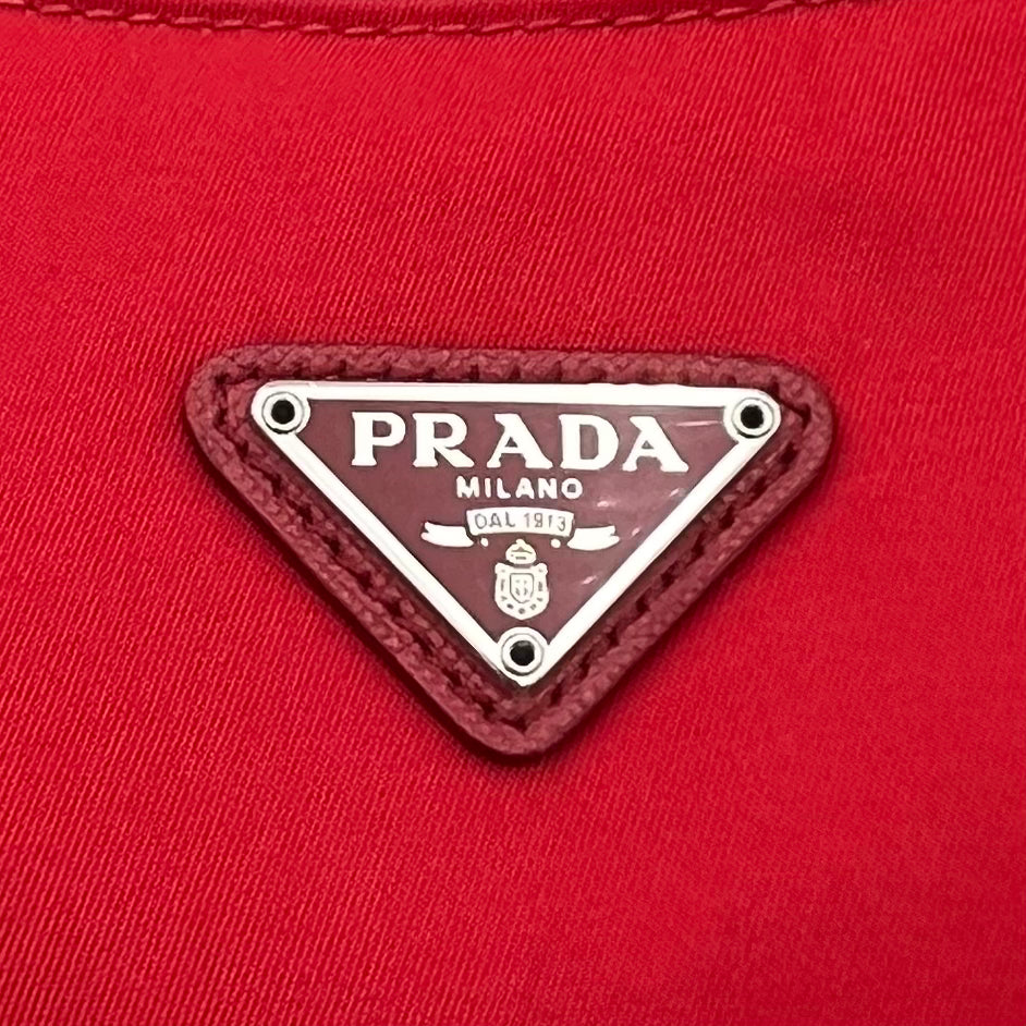 Prada Red Nylon Re-Edition 2000 Mini Hobo Bag