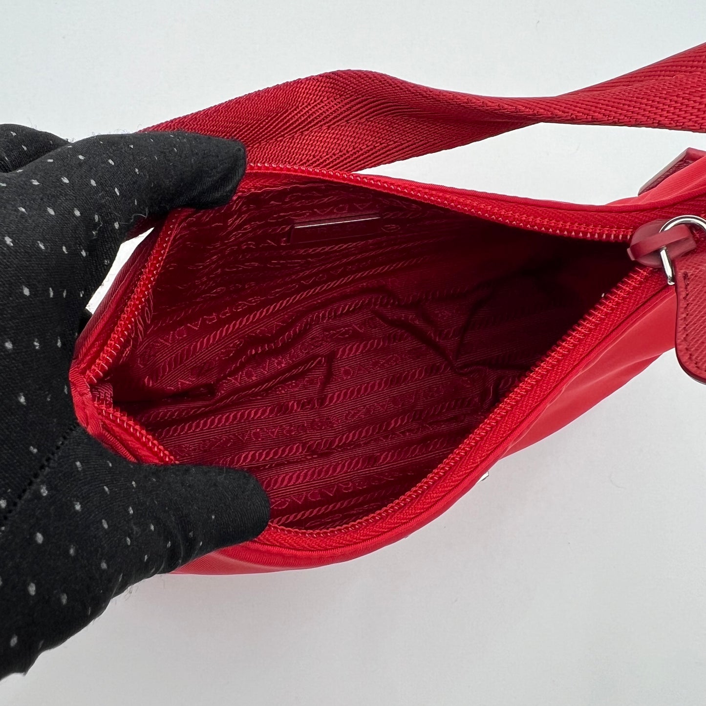 Prada Red Nylon Re-Edition 2000 Mini Hobo Bag
