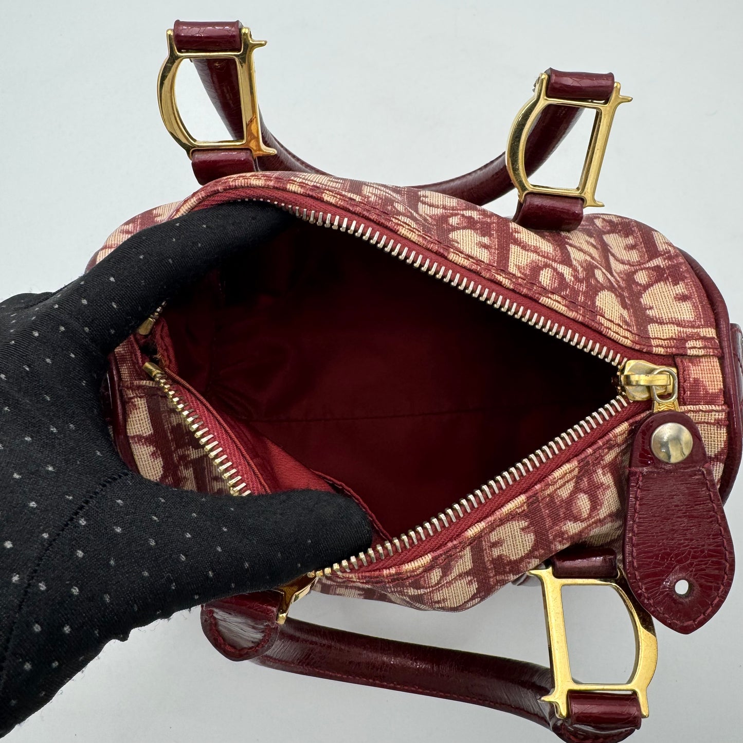 Christian Dior Burgundy Oblique PVC Mini Boston