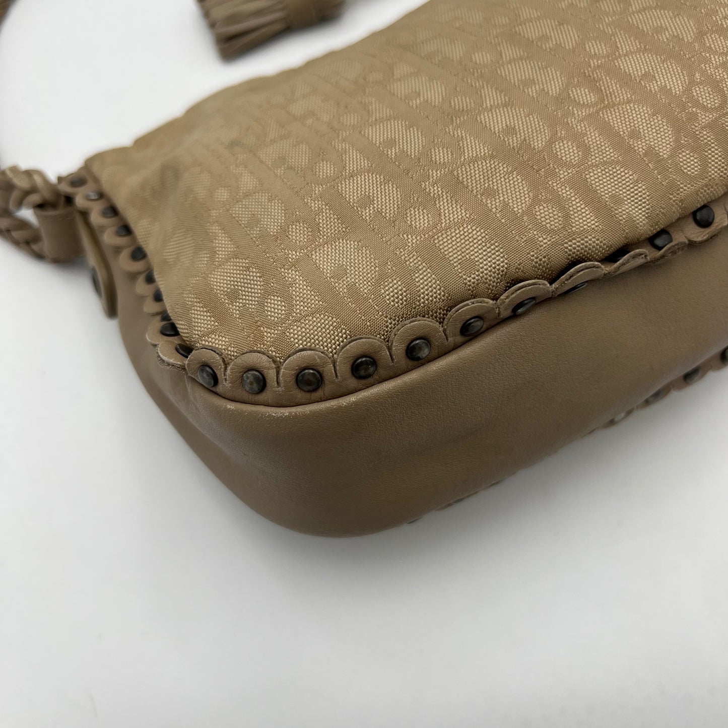 Christian Dior Beige Trotter Heart Charm Ethnic Shoulder Bag